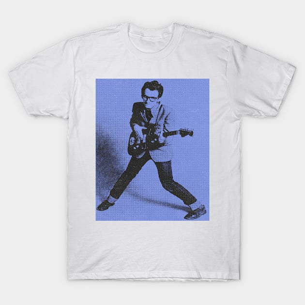 Elvis Vintage Blue Halftone T-Shirt by Baharnis